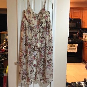 Plus Size Floral Romper with Overlay Skirt